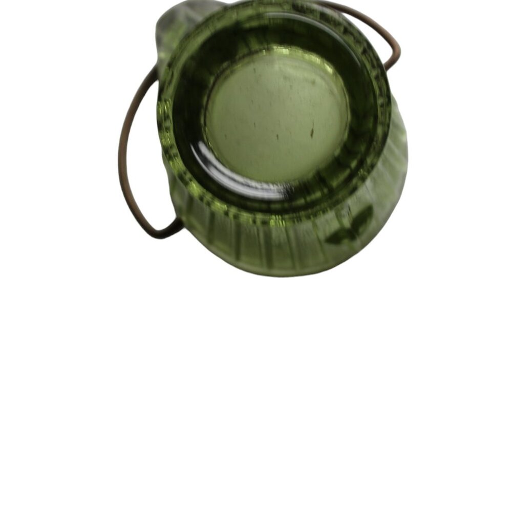 VTG Hazel Atlas Green Glass Miniature Coal Bucket Toothpick Holder Ashtray - Picture 6 of 10
